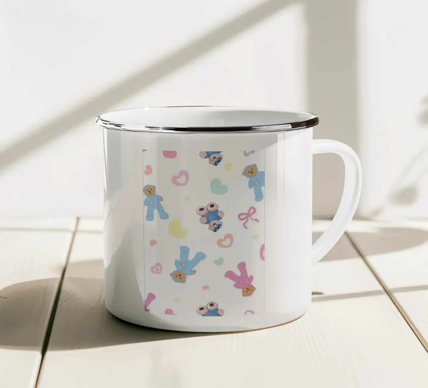 Cute bear pattern enamel mug by gulsengunel