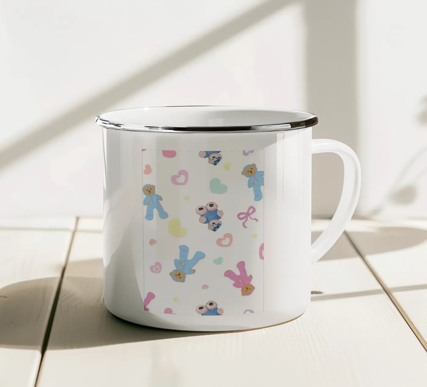 Cute bear pattern enamel mug by gulsengunel