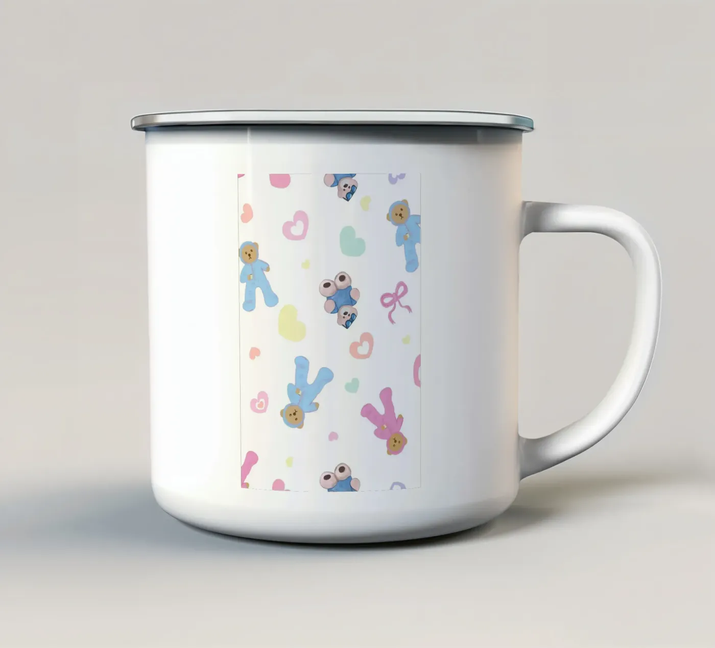 Cute bear pattern enamel mug by gulsengunel