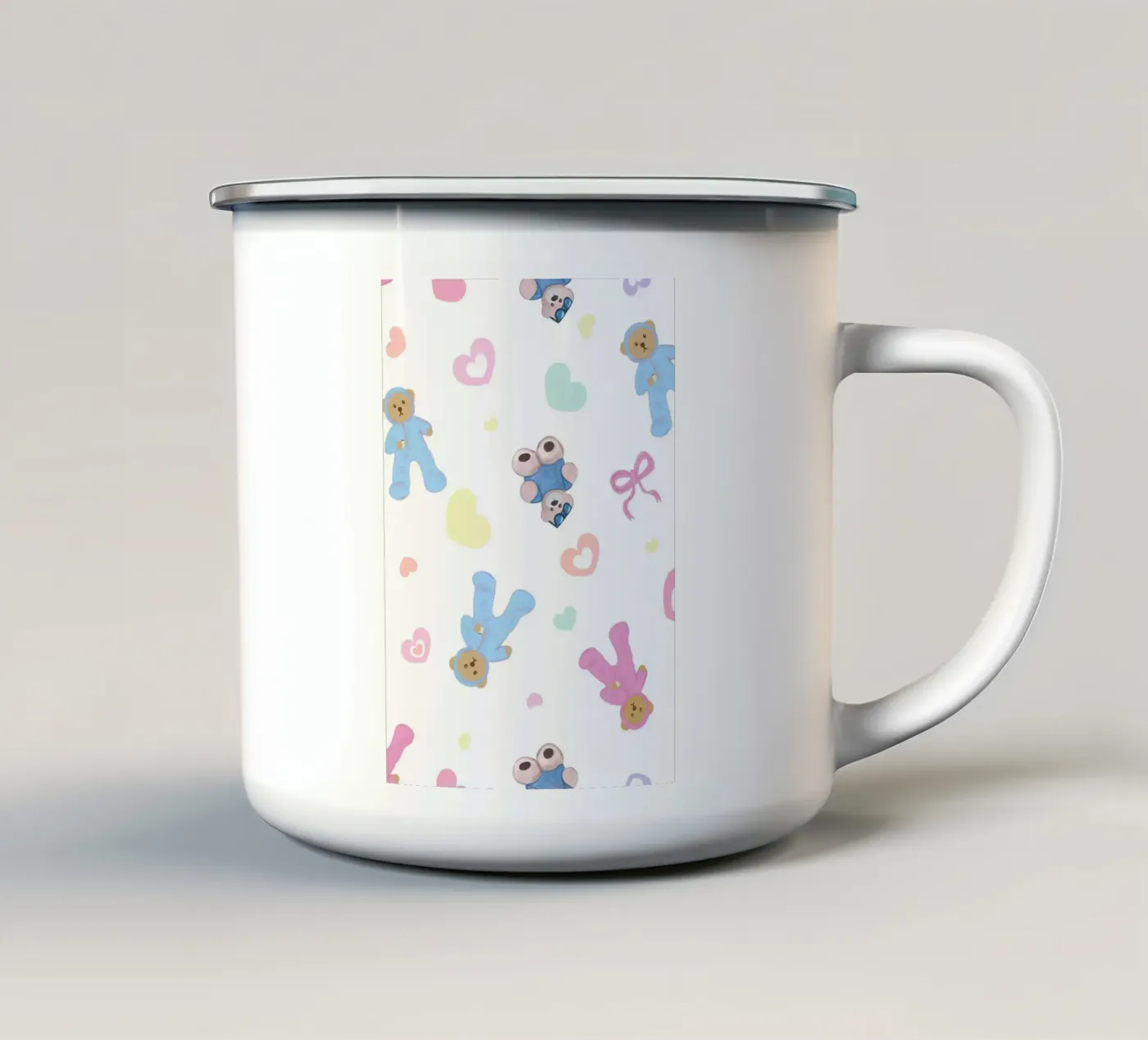 Cute bear pattern enamel mug by gulsengunel