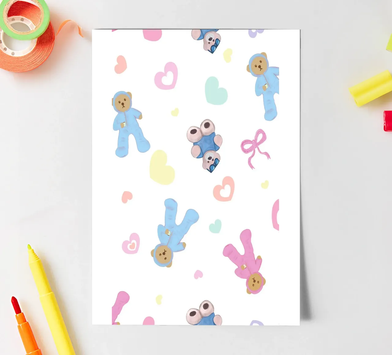 Cute bear pattern sticker sheet by gulsengunel