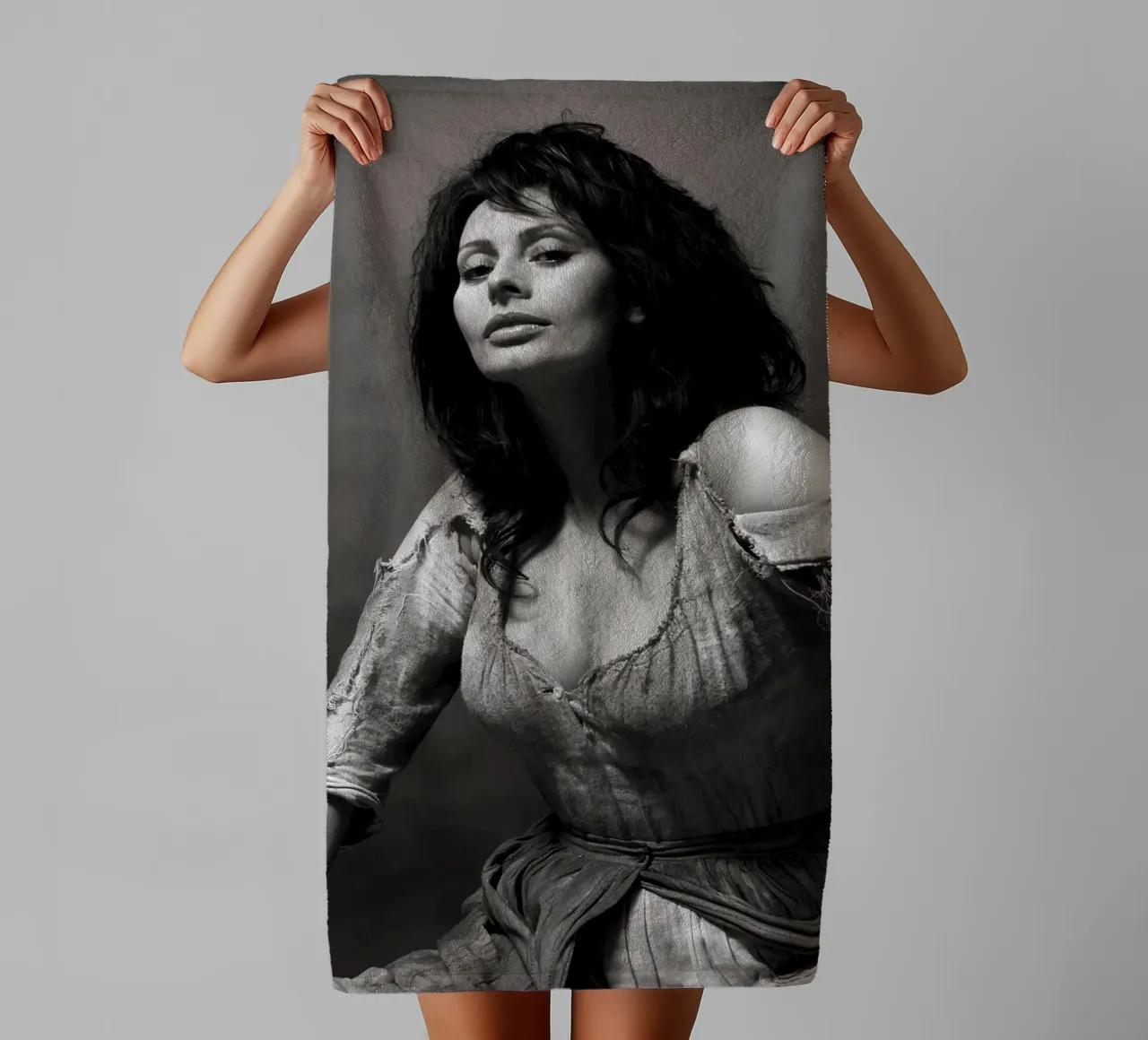 Sophia in Man of La Mancha, 1972 towel by Lorraine Mooore