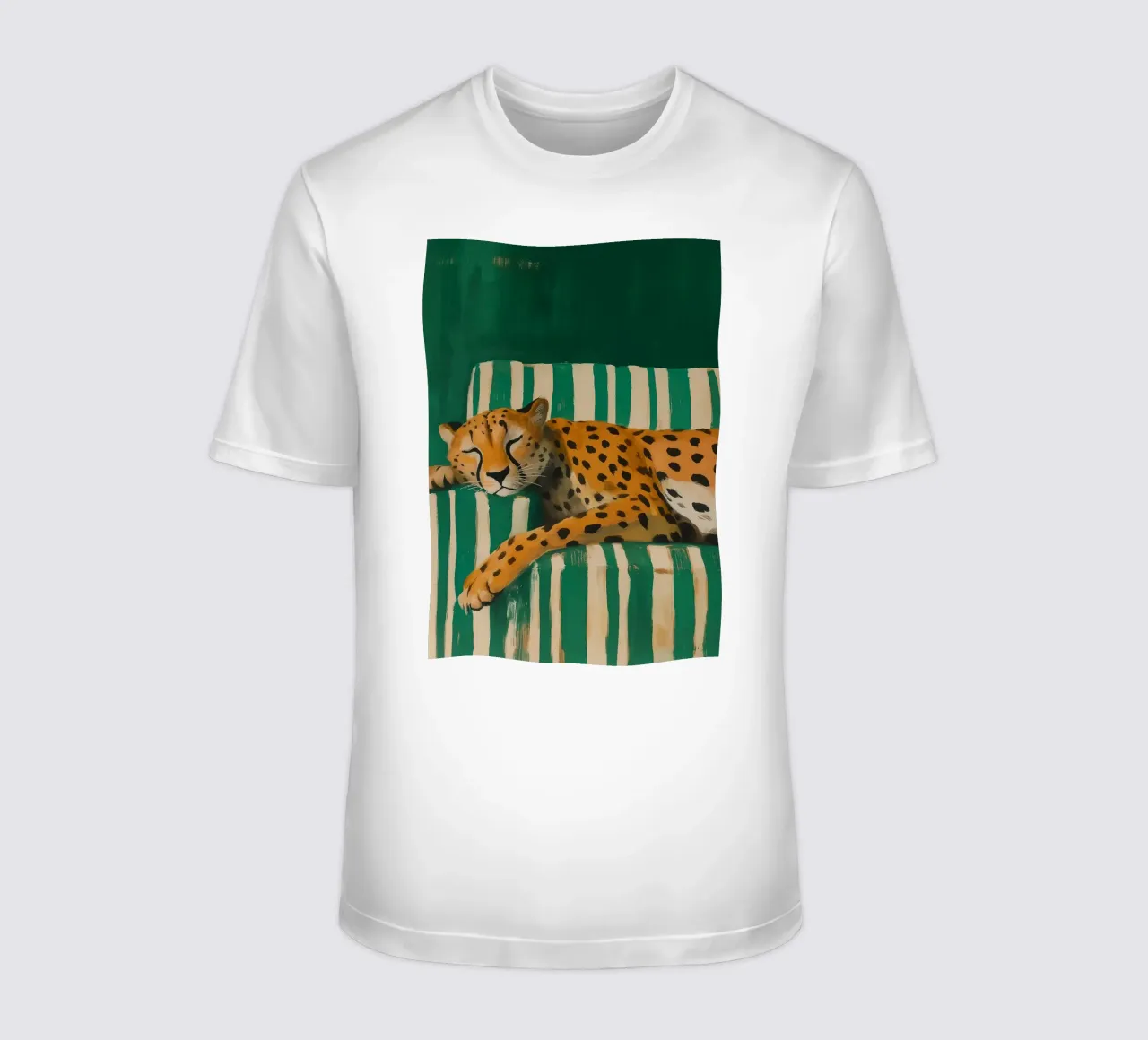 Lazy Cheetah on a Striped Couch t-shirt da Attaboy Dsgn