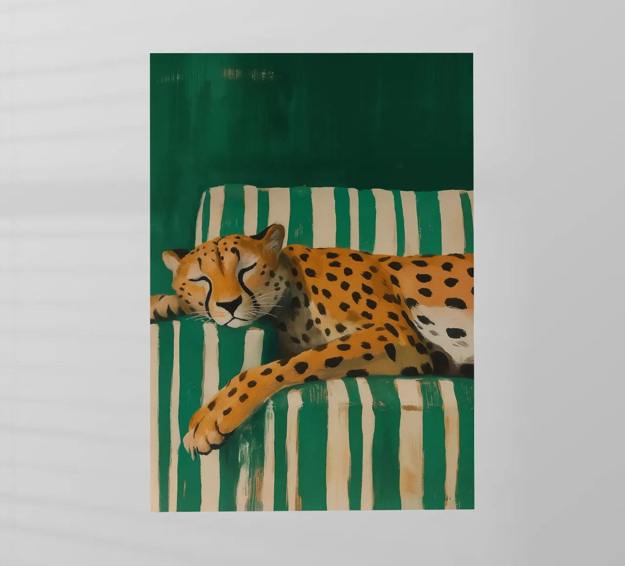 Lazy Cheetah on a Striped Couch pellicola backlit da Attaboy Dsgn