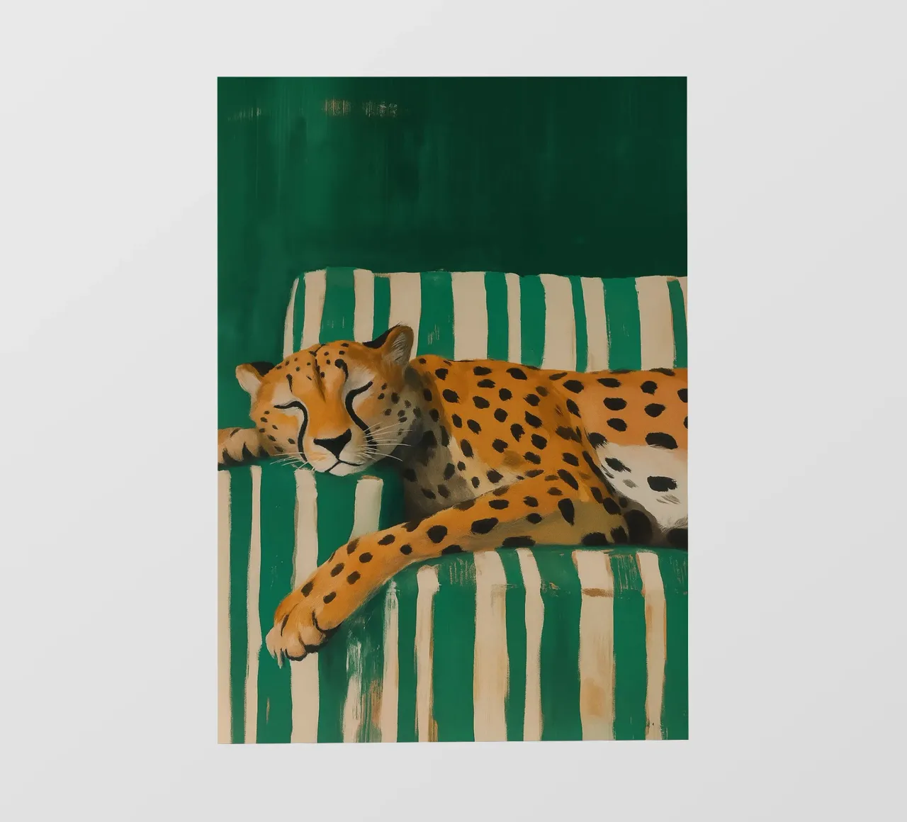 Lazy Cheetah on a Striped Couch pellicola backlit da Attaboy Dsgn