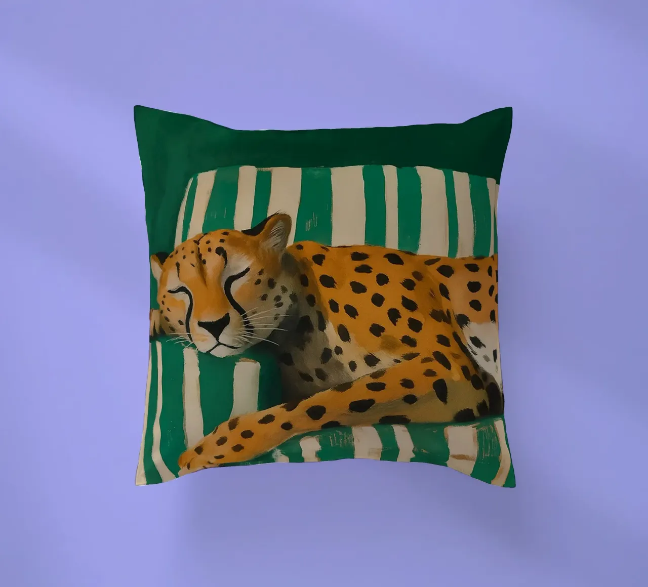 Lazy Cheetah on a Striped Couch cuscino da Attaboy Dsgn