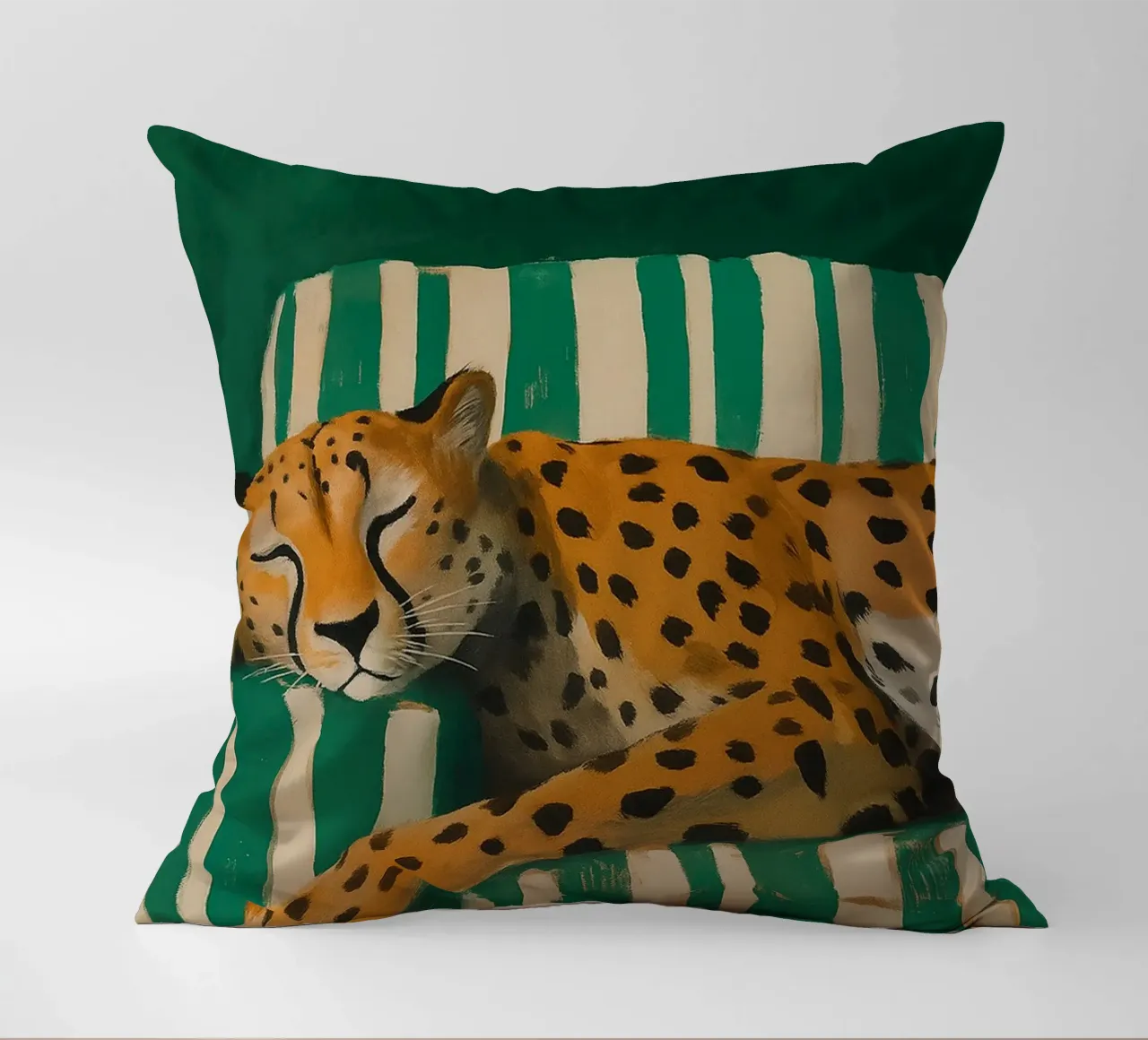 Lazy Cheetah on a Striped Couch cuscino da Attaboy Dsgn