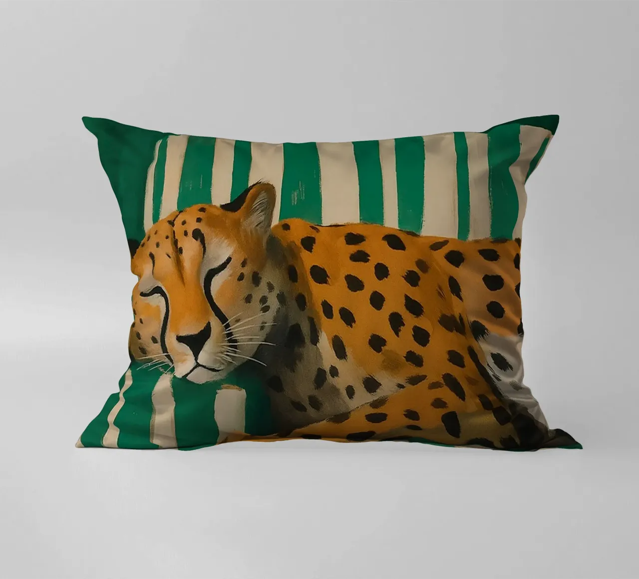 Lazy Cheetah on a Striped Couch cuscino da Attaboy Dsgn