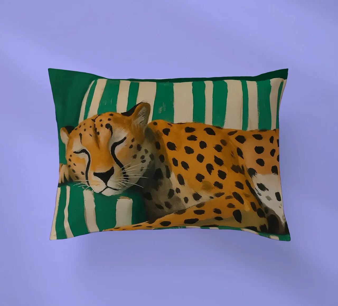 Lazy Cheetah on a Striped Couch cuscino da Attaboy Dsgn