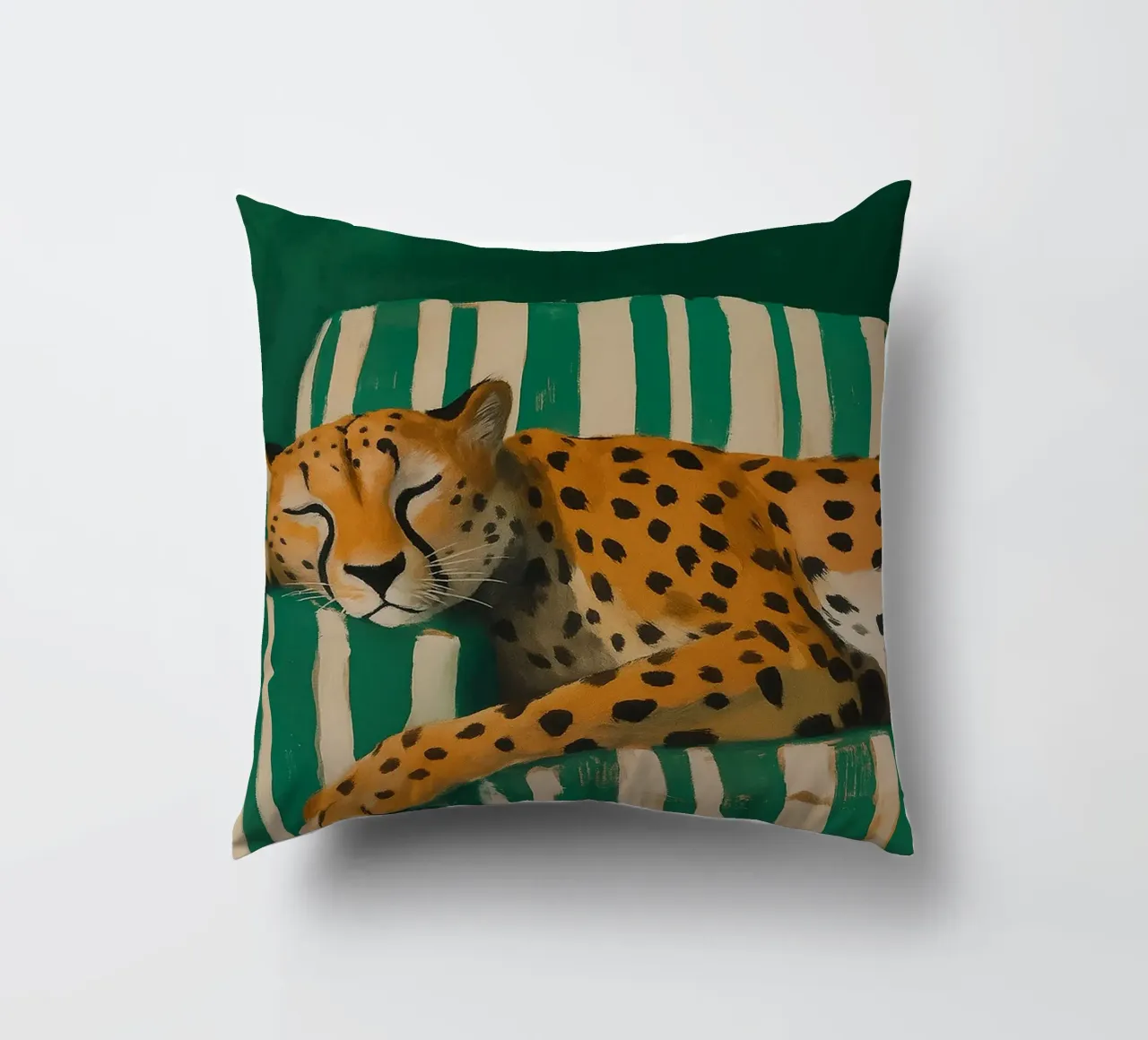 Lazy Cheetah on a Striped Couch cuscino da Attaboy Dsgn