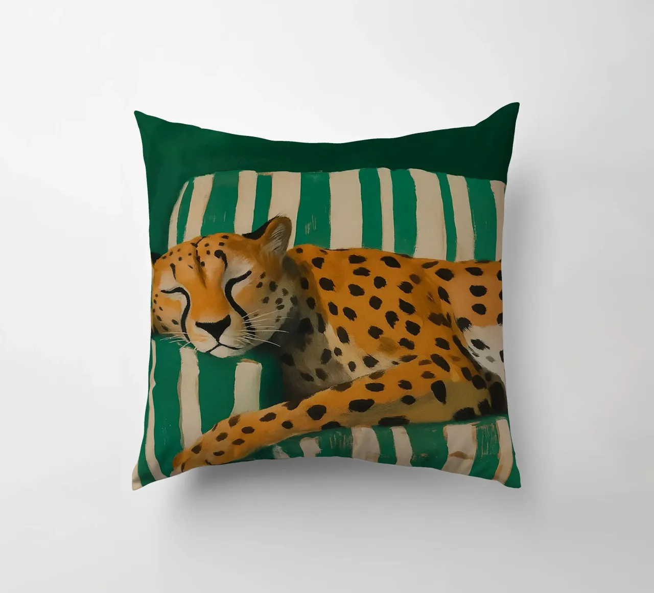 Lazy Cheetah on a Striped Couch cuscino da Attaboy Dsgn