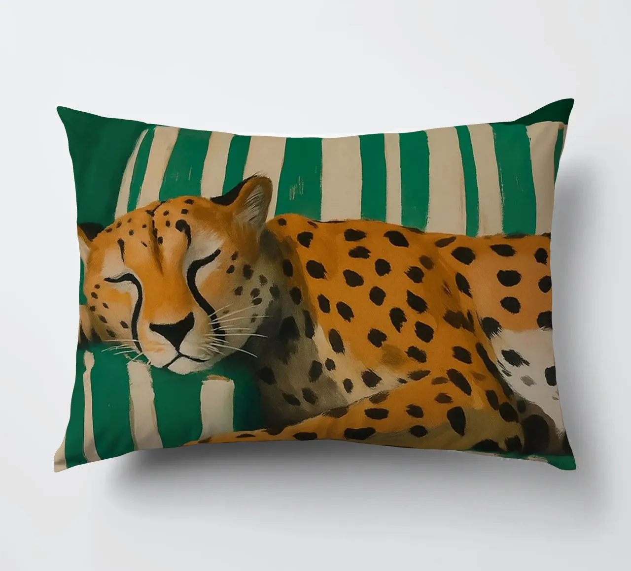Lazy Cheetah on a Striped Couch cuscino da Attaboy Dsgn