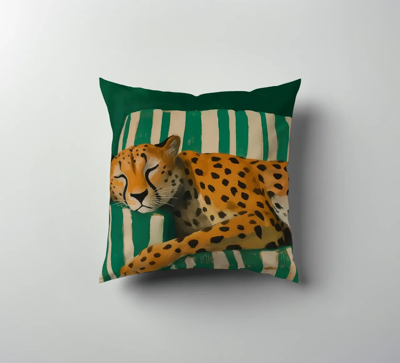 Lazy Cheetah on a Striped Couch cuscino da Attaboy Dsgn