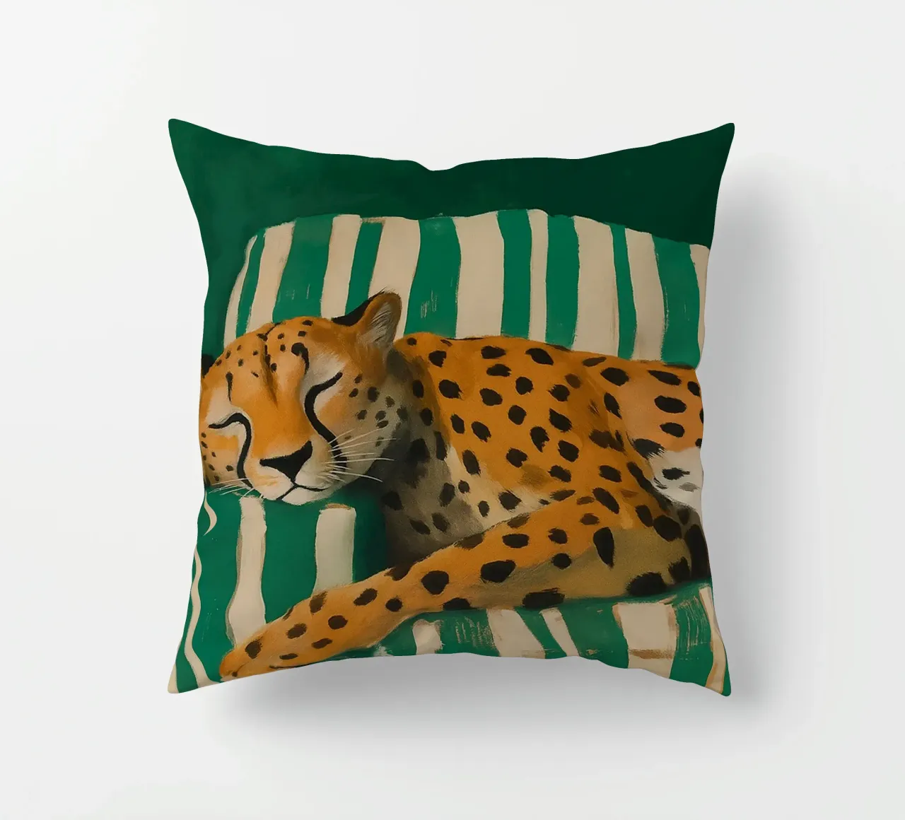 Lazy Cheetah on a Striped Couch cuscino da Attaboy Dsgn