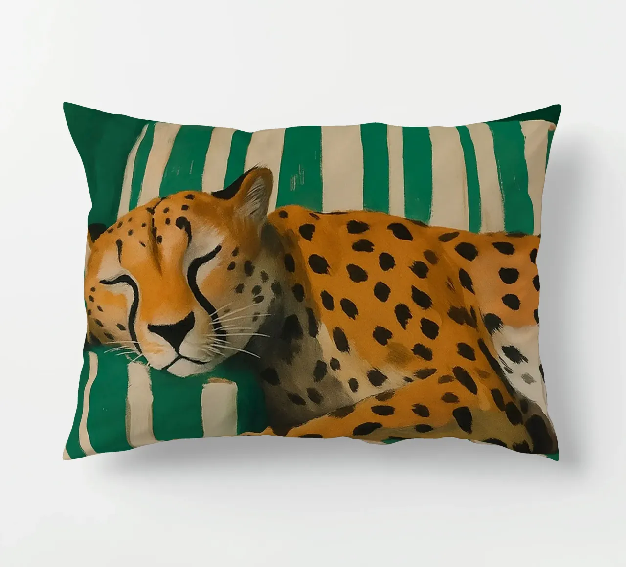 Lazy Cheetah on a Striped Couch cuscino da Attaboy Dsgn