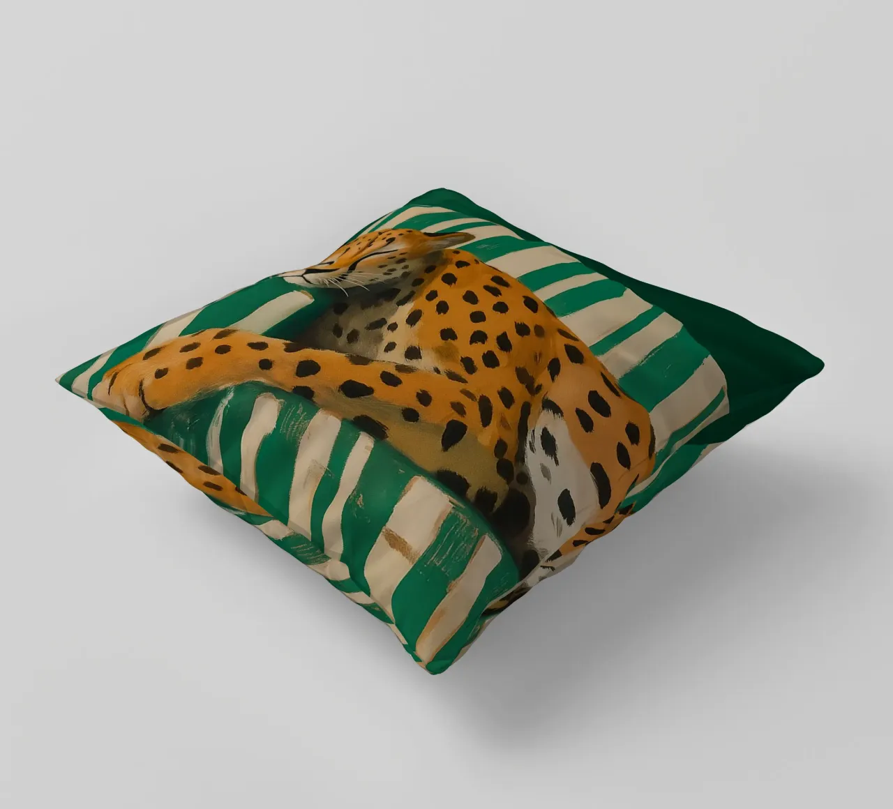 Lazy Cheetah on a Striped Couch cuscino da Attaboy Dsgn