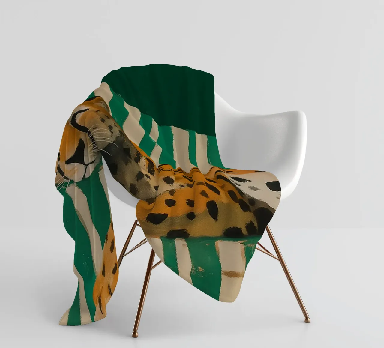 Lazy Cheetah on a Striped Couch coperta in pile da Attaboy Dsgn