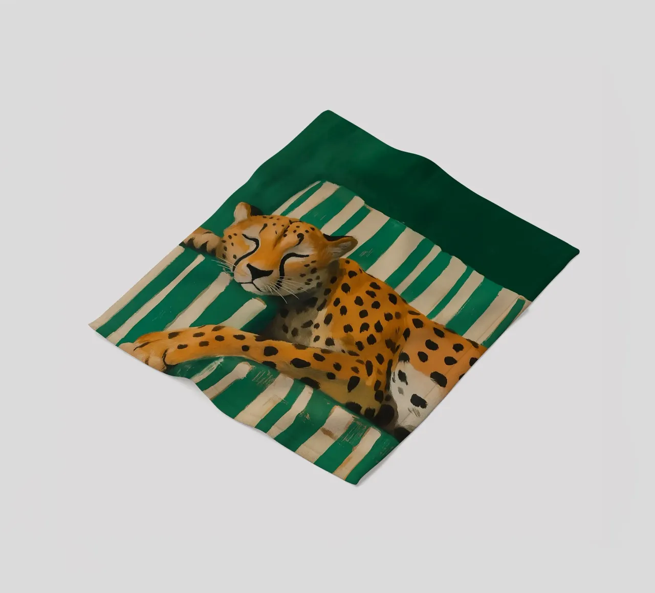Lazy Cheetah on a Striped Couch coperta in pile da Attaboy Dsgn