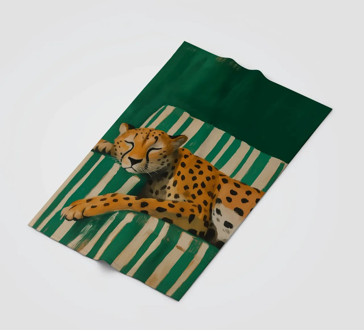 Lazy Cheetah on a Striped Couch coperta in pile da Attaboy Dsgn