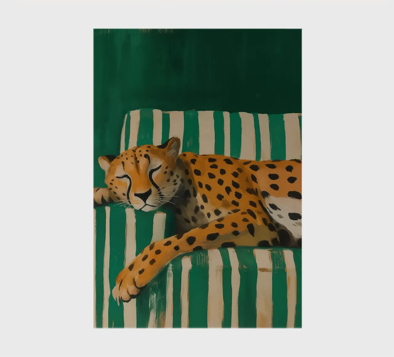 Lazy Cheetah on a Striped Couch diario da Attaboy Dsgn