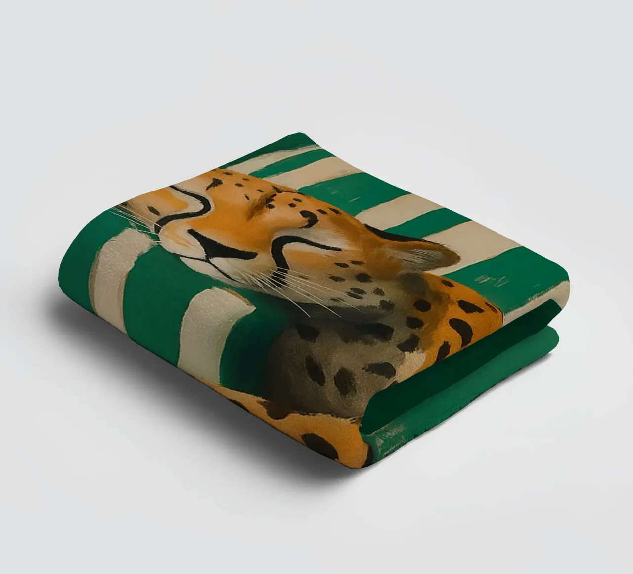 Lazy Cheetah on a Striped Couch towel by Attaboy Dsgn