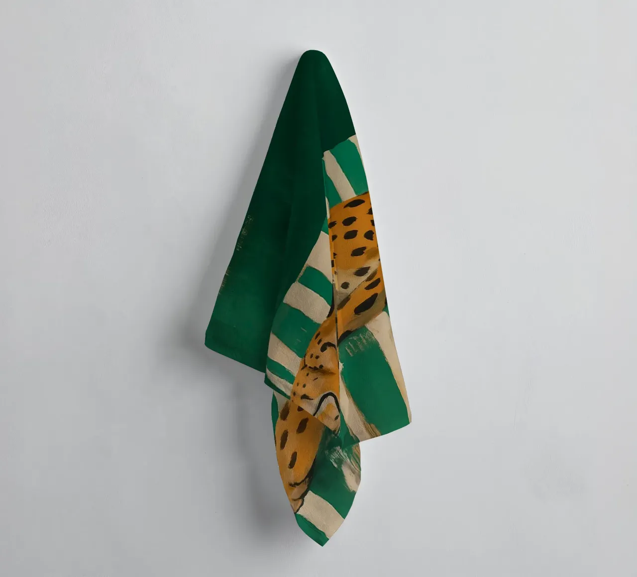 Lazy Cheetah on a Striped Couch towel by Attaboy Dsgn