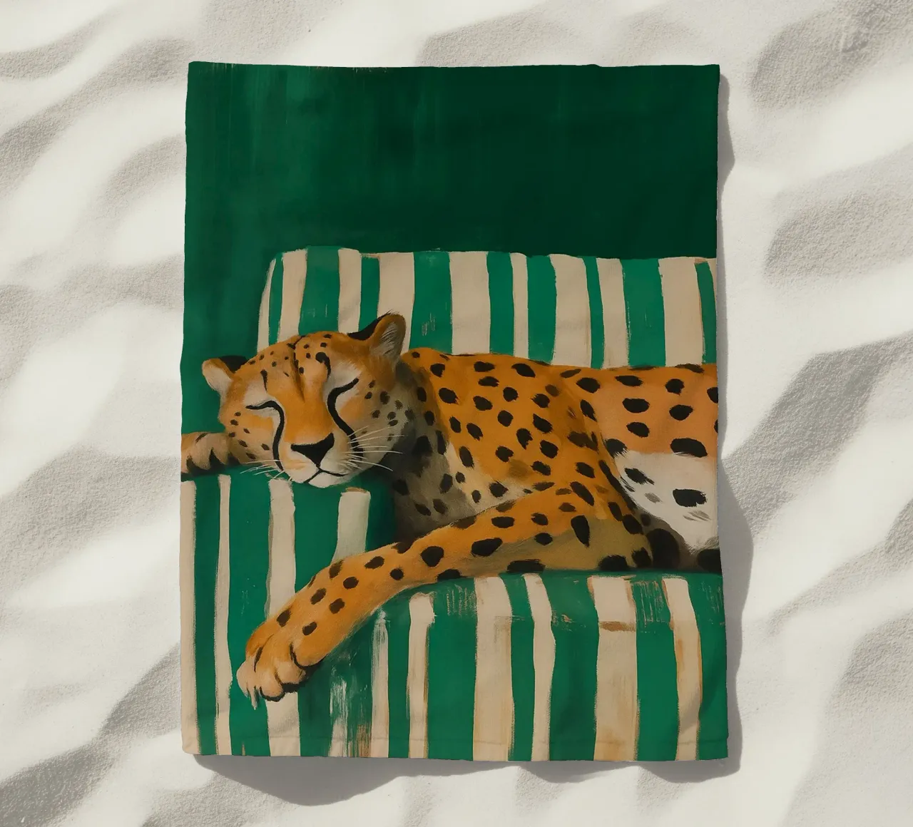 Lazy Cheetah on a Striped Couch telo mare da Attaboy Dsgn
