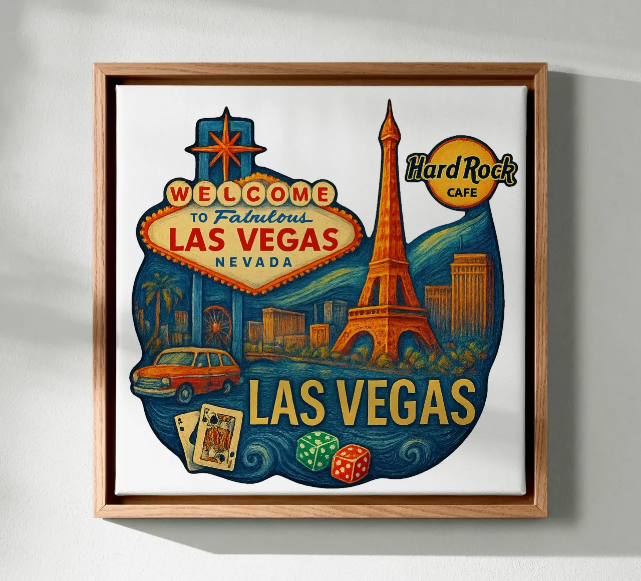 FREE LAS VEGAS tela con Cornice a cassetta da Vintage Van Gogh