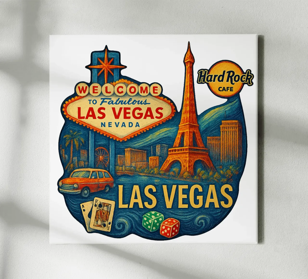 FREE LAS VEGAS tela con Cornice a cassetta da Vintage Van Gogh