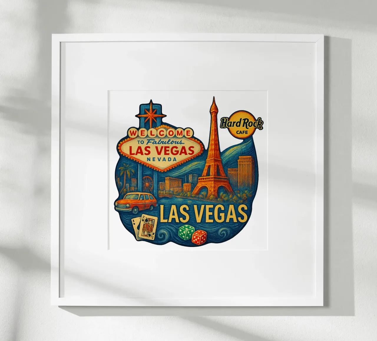FREE LAS VEGAS poster with wooden frame by Vintage Van Gogh