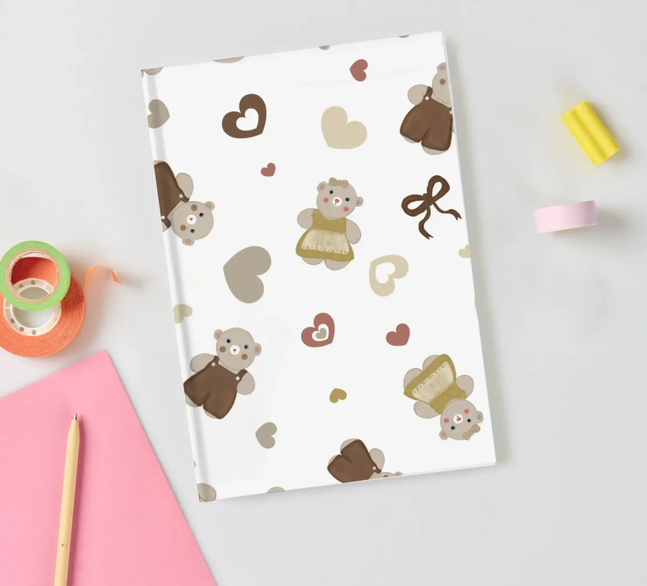 Cute bear pattern II notebook by gulsengunel