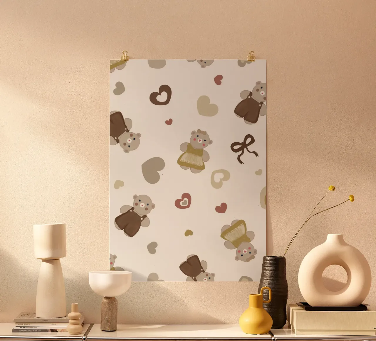 Cute bear pattern II poster by gulsengunel
