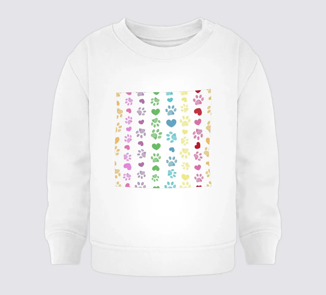 Colorful paw print with hearts pattern baby sweatshirt by gulsengunel
