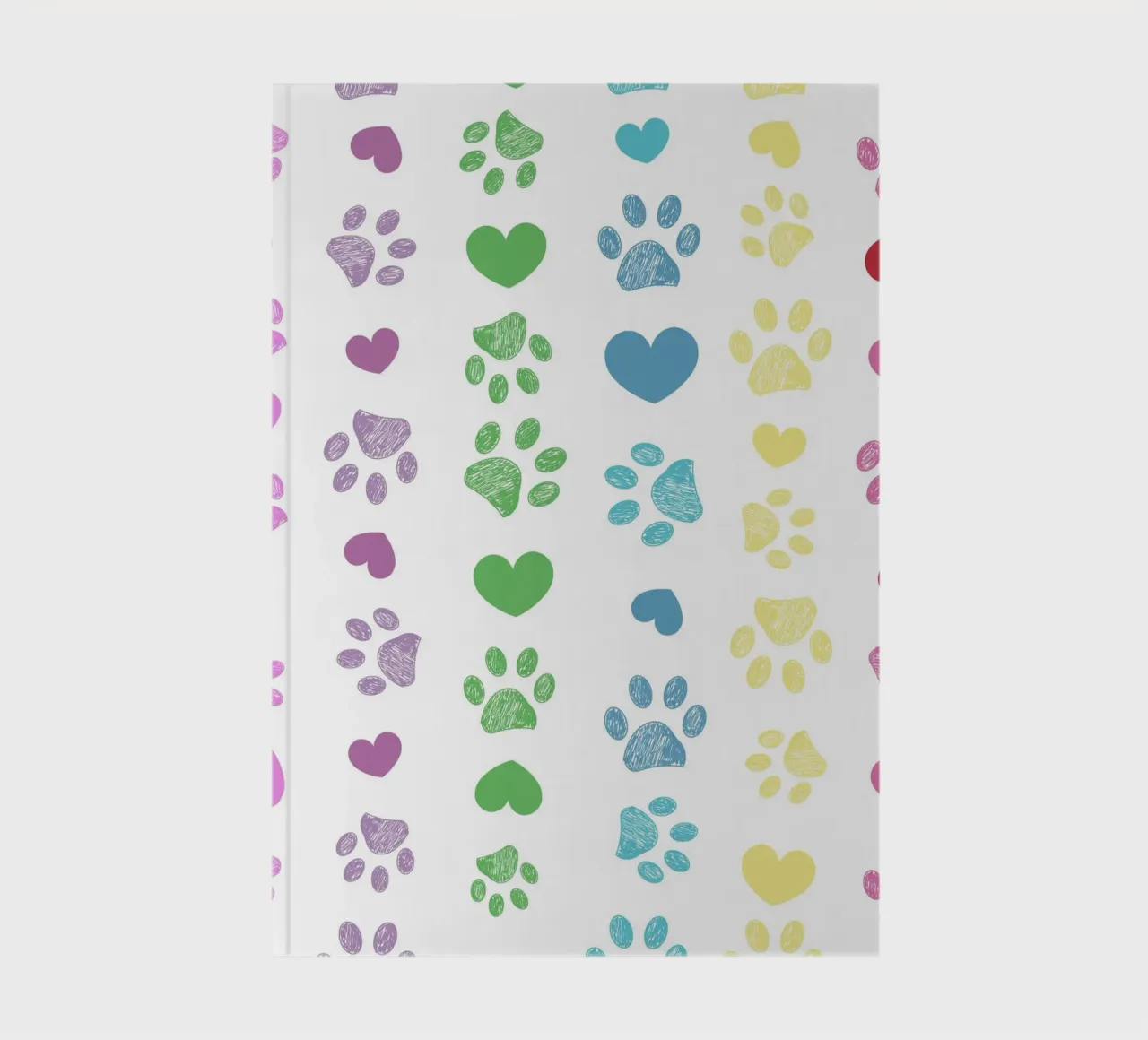 Colorful paw print with hearts pattern notebook by gulsengunel