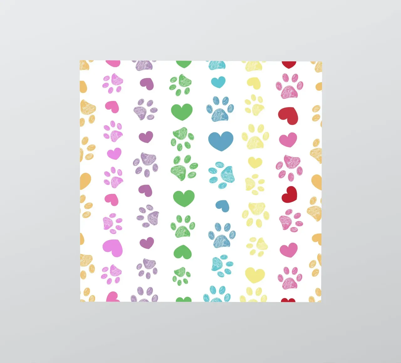 Colorful paw print with hearts pattern sticker by gulsengunel