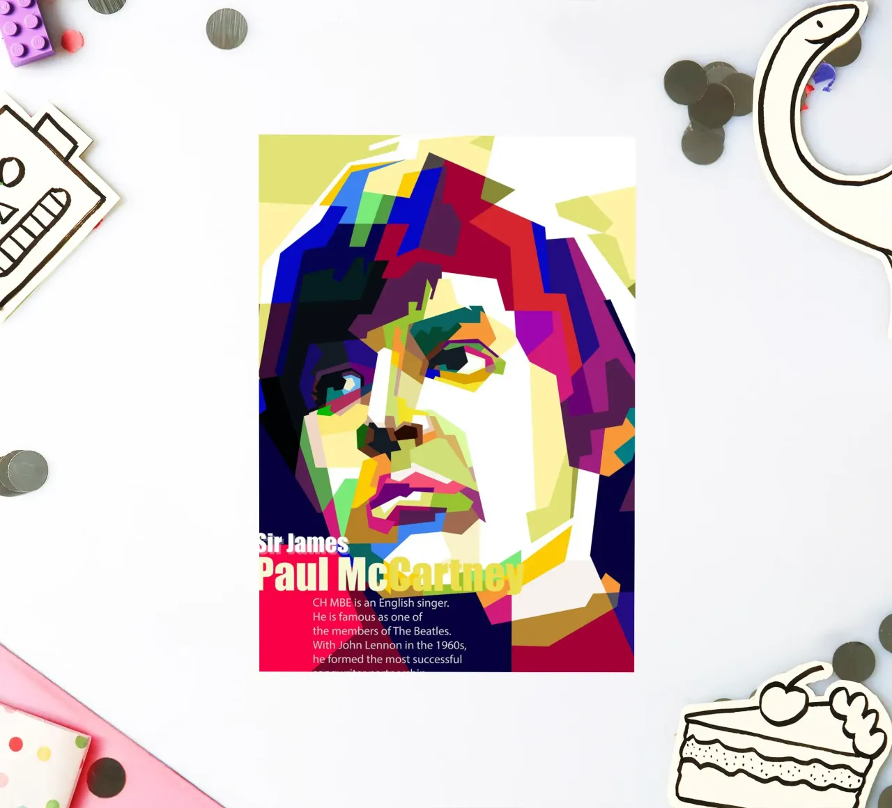 Sir Paul Mc Cartney Kunst WPAP Sticker von Artkreator