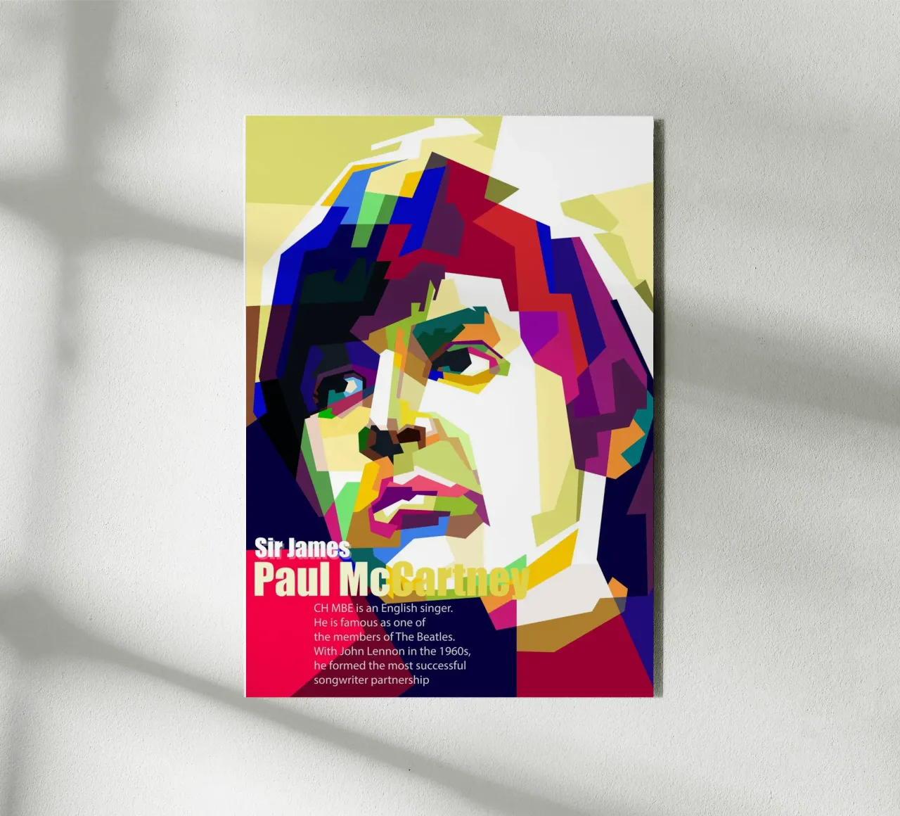 Sir Paul Mc Cartney Arte WPAP alluminio dibond da Artkreator