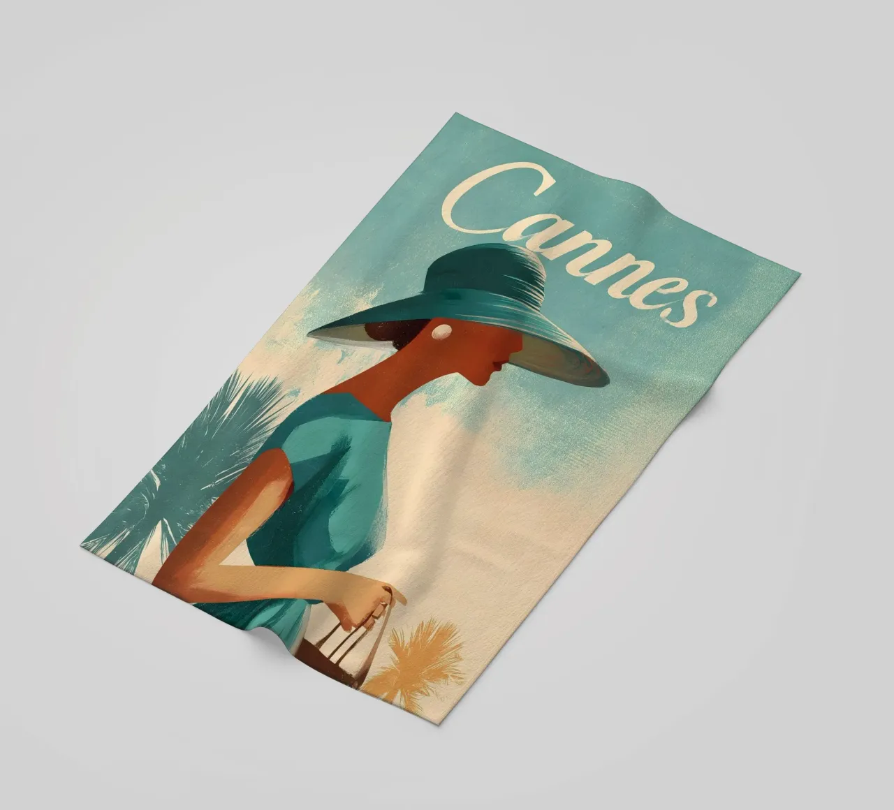 Manifesti di viaggio d'epoca di Cannes telo mare da Vintage Travel Art