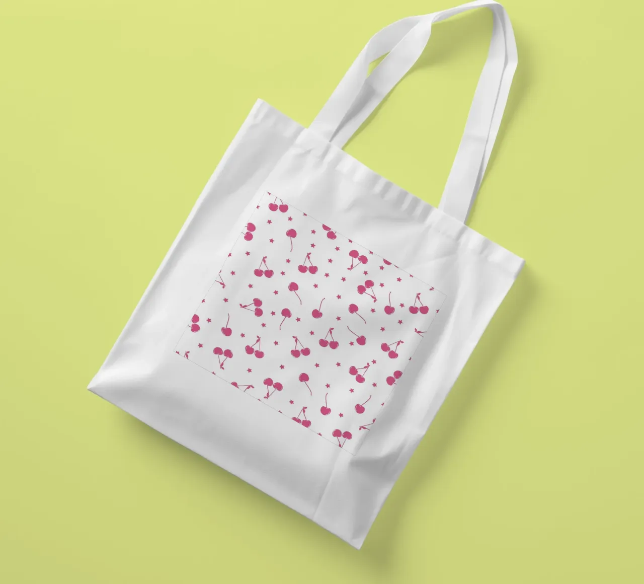 Cherries and stars seamless fabric design pattern tote bag by gulsengunel