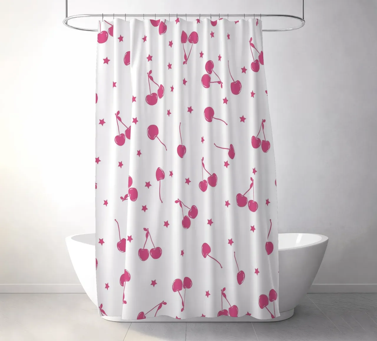 Cherries and stars seamless fabric design pattern shower curtain by gulsengunel
