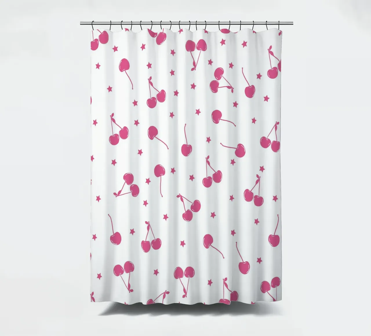 Cherries and stars seamless fabric design pattern shower curtain by gulsengunel