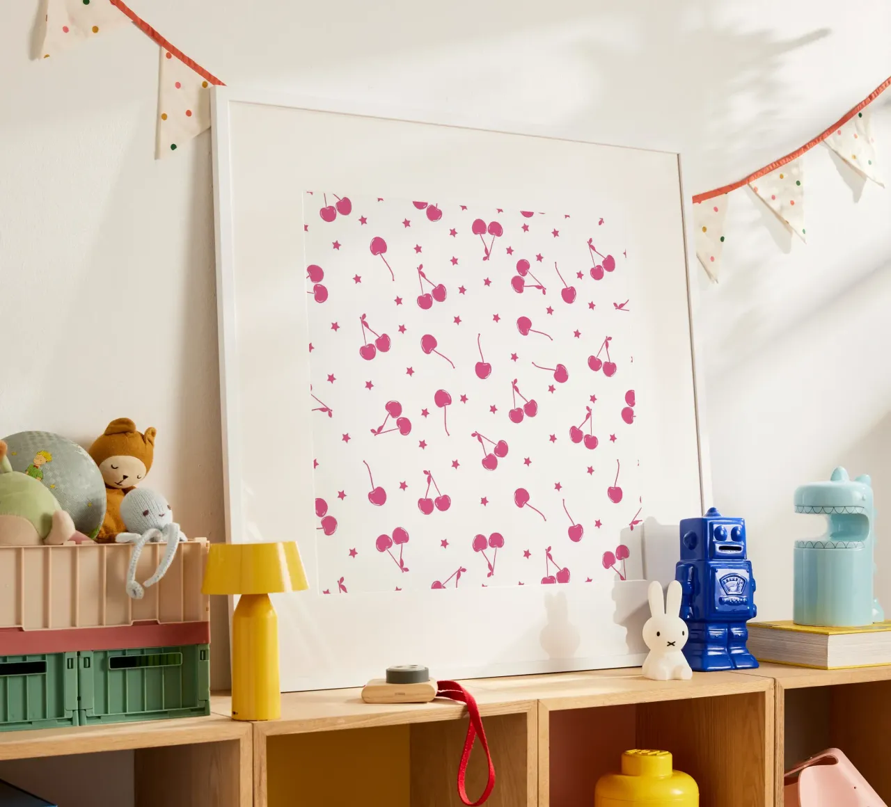 Cherries and stars seamless fabric design pattern hahnemühle by gulsengunel