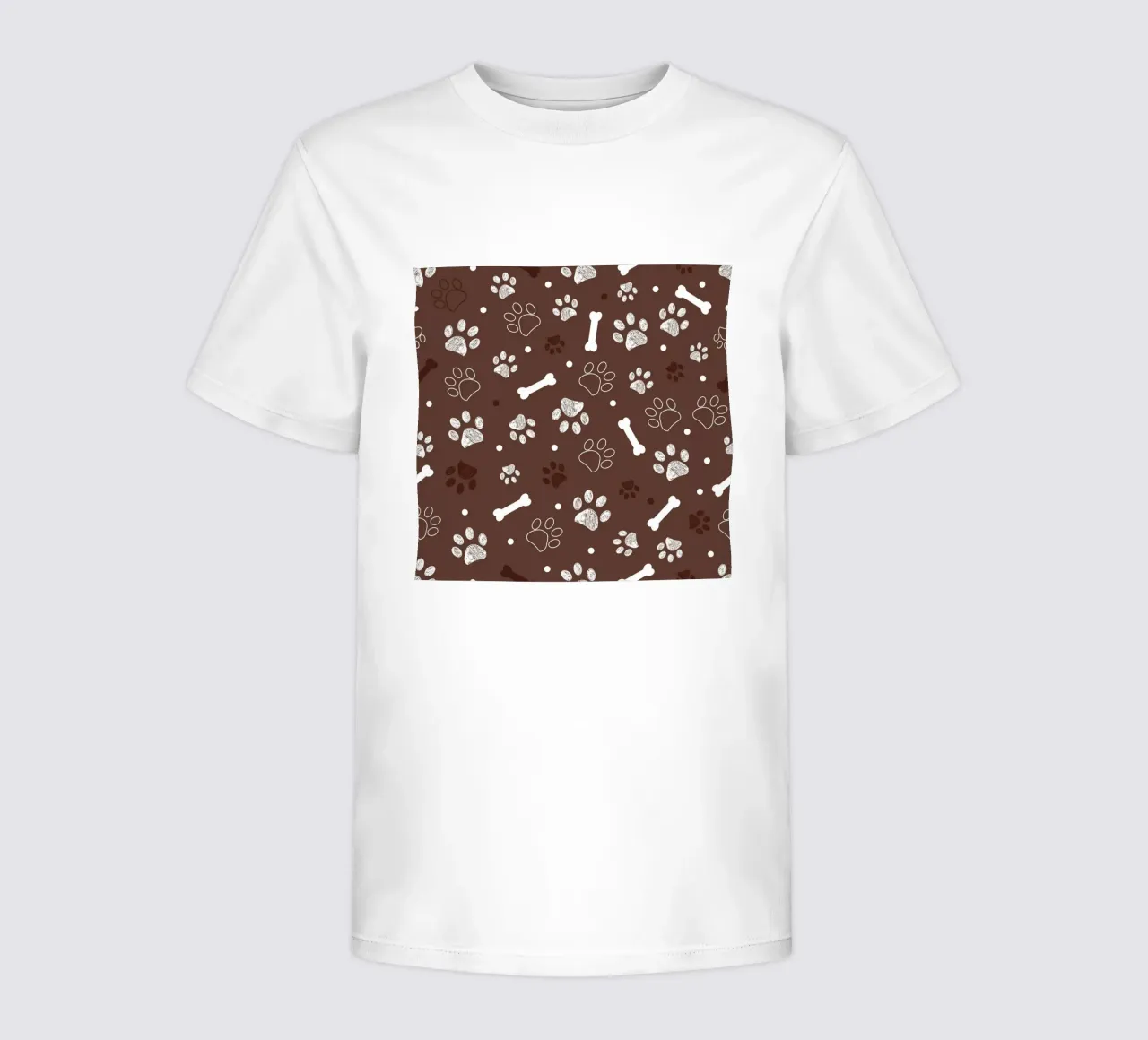 Sfondo marrone con zampa e ossa bianche t-shirt bambini da gulsengunel