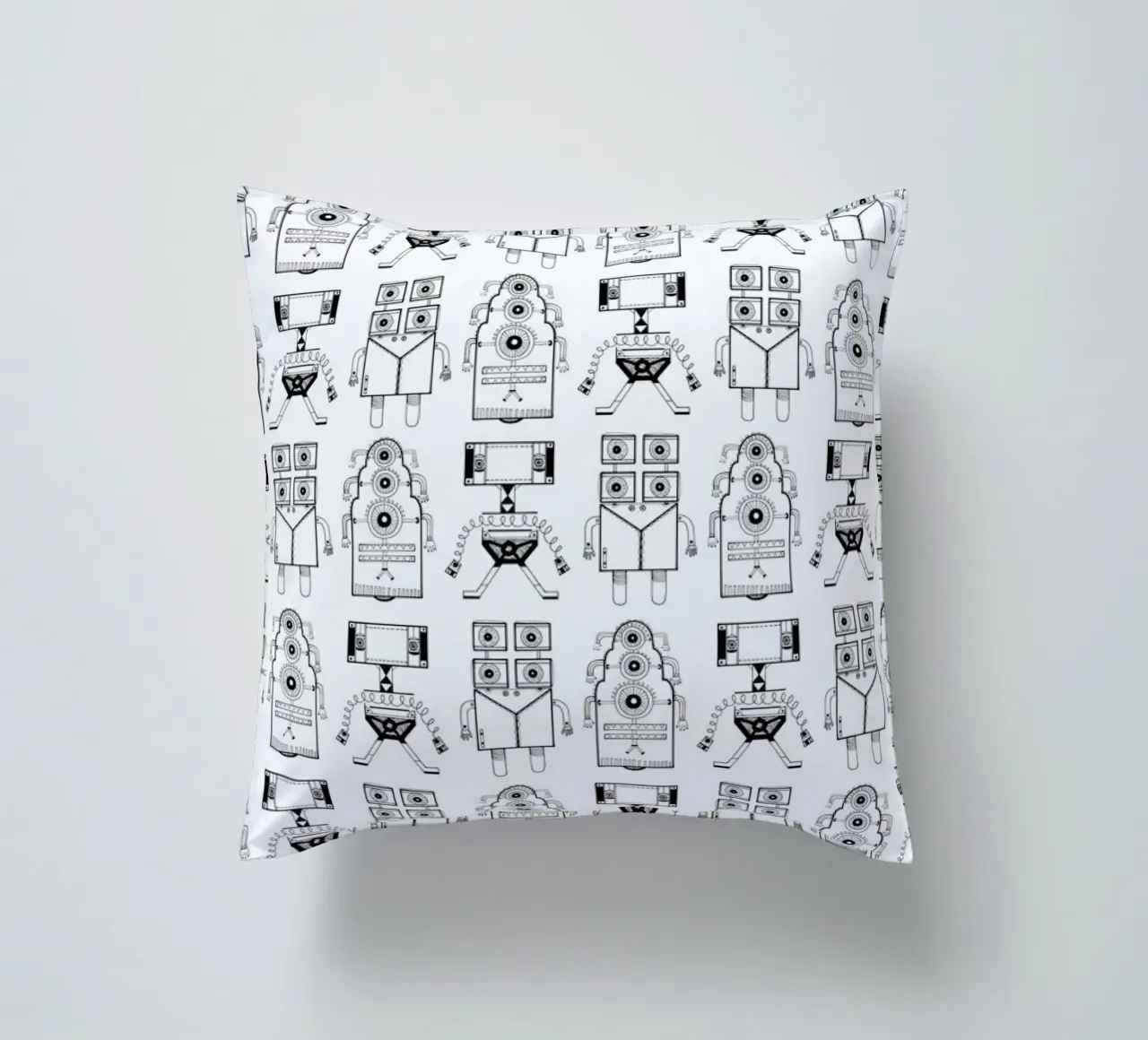 Robots (patroonrobotskopie) decorative cushion by Studio Teer