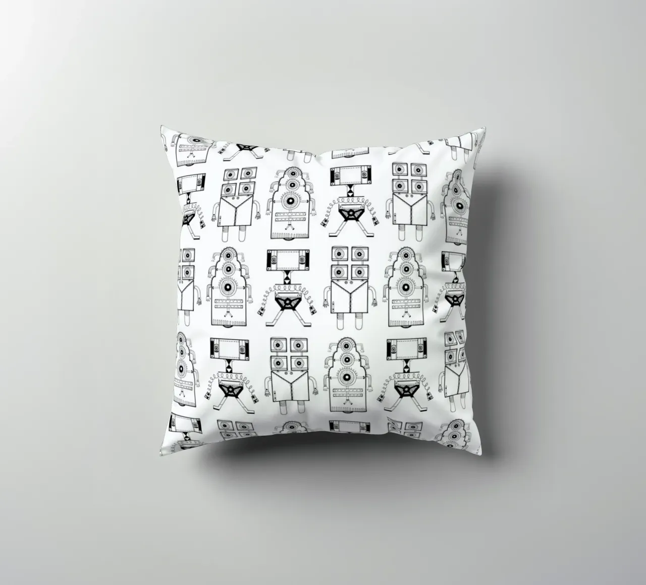 Robots (patroonrobotskopie) decorative cushion by Studio Teer
