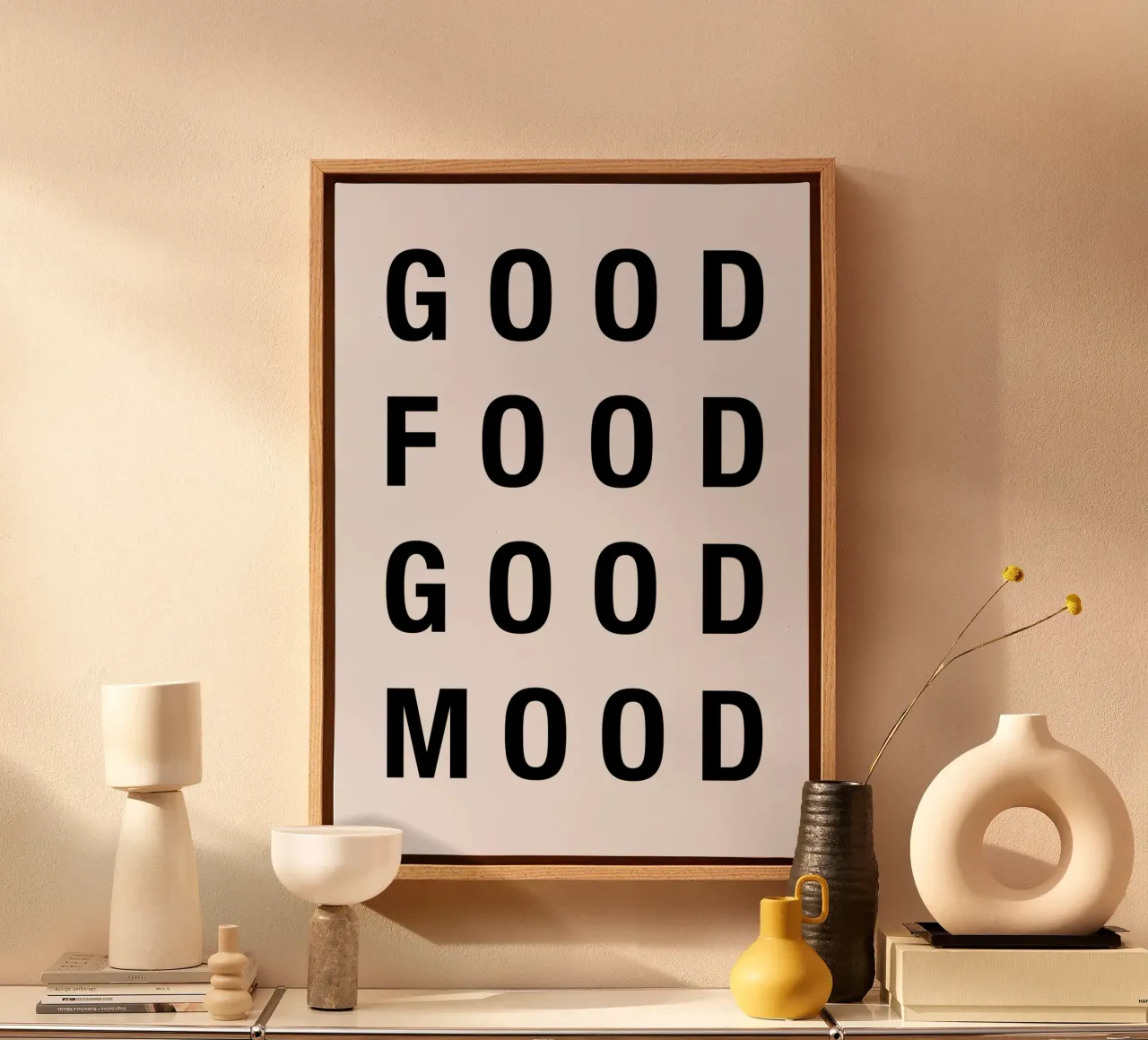Good Food, Good Mood – Retro Wholesome Vibes tela con Cornice a cassetta da Attaboy Dsgn