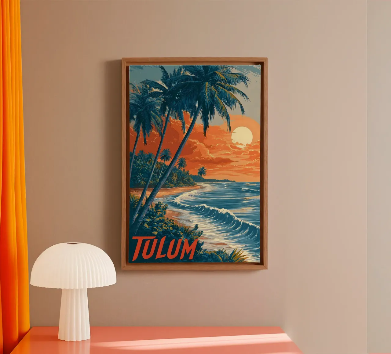 Tulum vintage reisposter canvas met Baklijst van Vintage Travel Art
