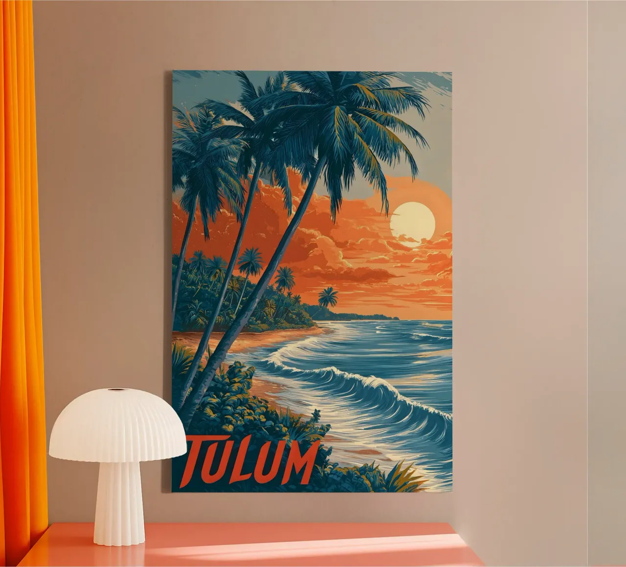 Tulum vintage reisposter canvas met Baklijst van Vintage Travel Art