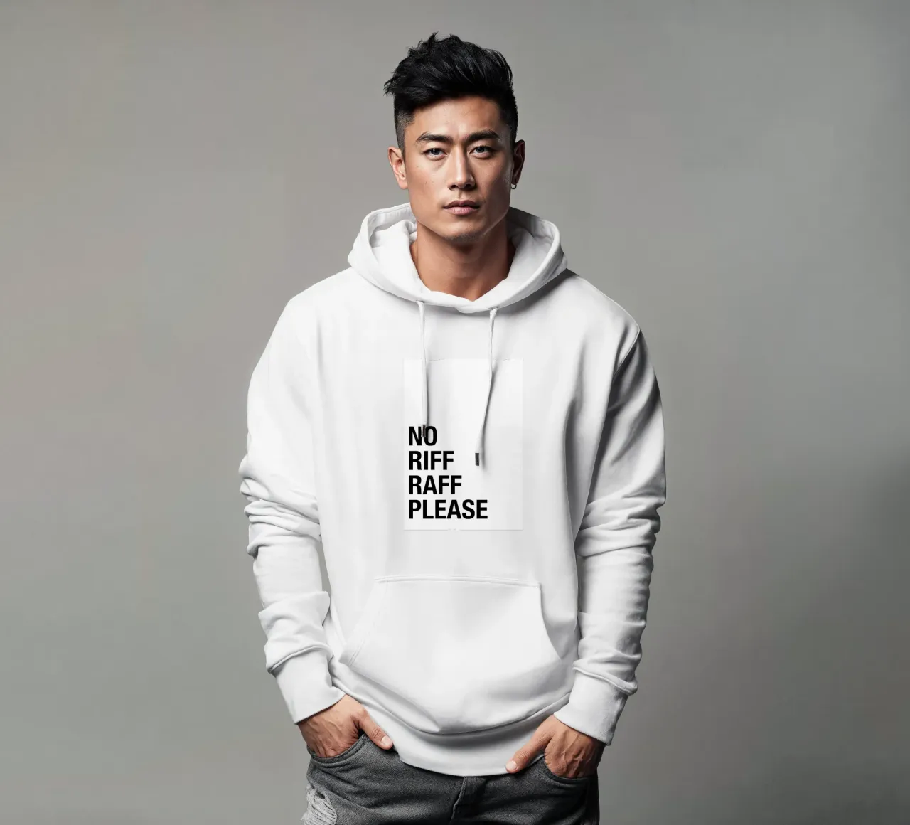 No Riff Raff Please – Bold & Witty Statement Art felpa con cappuccio da Attaboy Dsgn