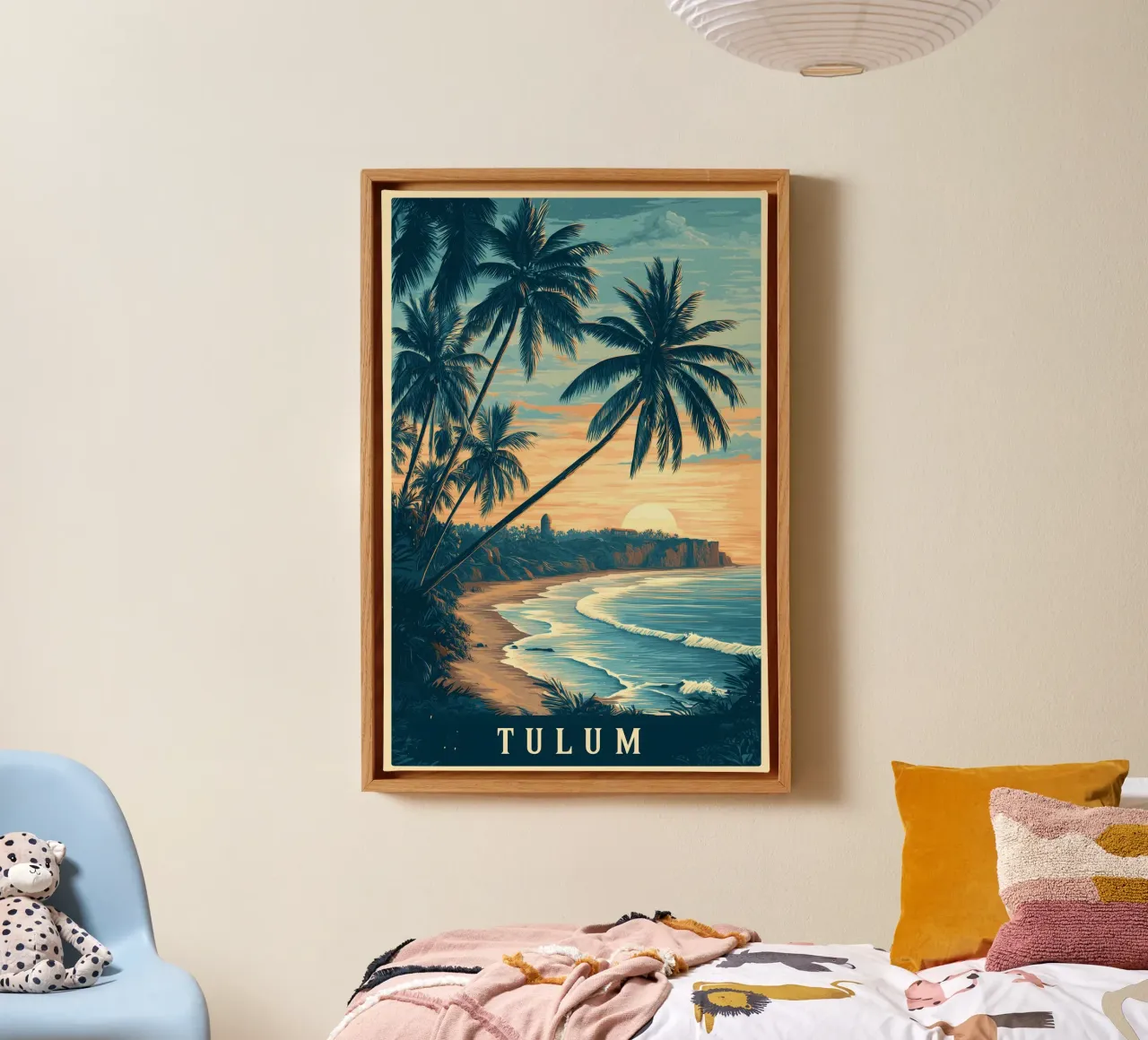 Tulum vintage reisposter canvas met Baklijst van Vintage Travel Art